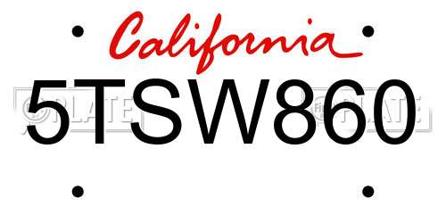 5TSW860 California License Plate