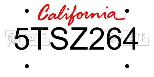 5TSZ264 California License Plate