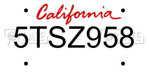 5TSZ958 California License Plate
