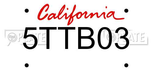 5TTB03 California License Plate