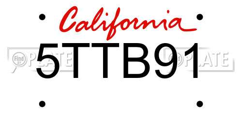 5TTB91 California License Plate
