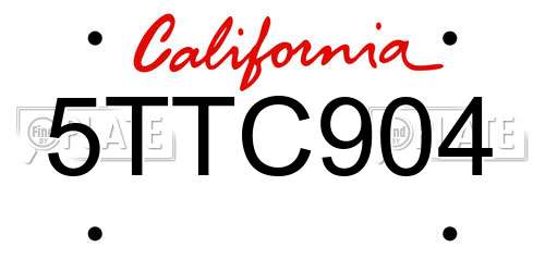 5TTC904 California License Plate