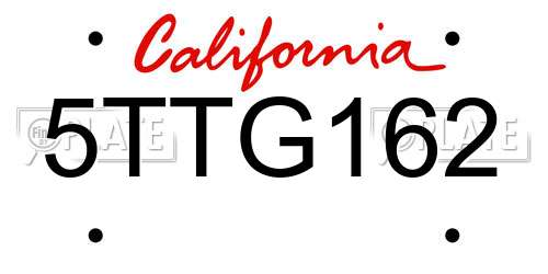 5TTG162 California License Plate