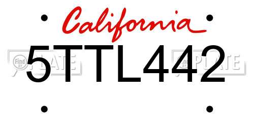 5TTL442 California License Plate