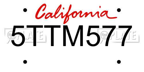 5TTM577 California License Plate