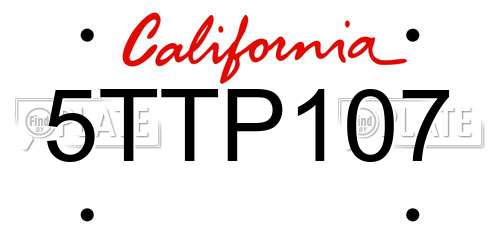 5TTP107 California License Plate