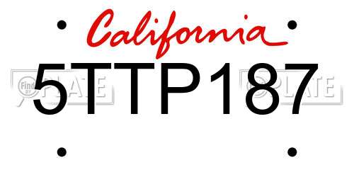 5TTP187 California License Plate