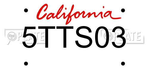 5TTS03 California License Plate