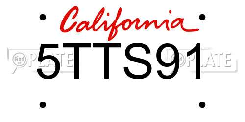 5TTS91 California License Plate