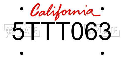 5TTT063 California License Plate