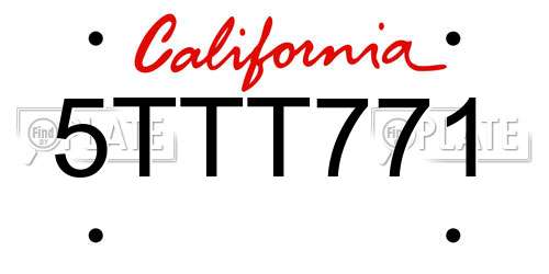 5TTT771 California License Plate