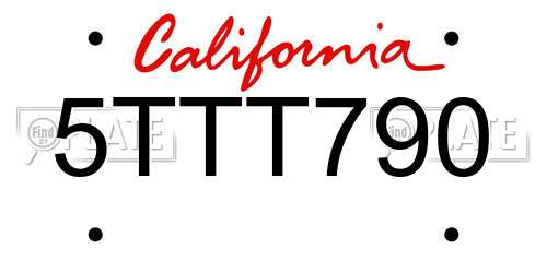 5TTT790 California License Plate