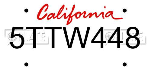 5TTW448 California License Plate