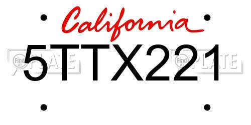 5TTX221 California License Plate