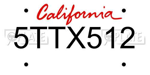 5TTX512 California License Plate