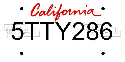 5TTY286 California License Plate