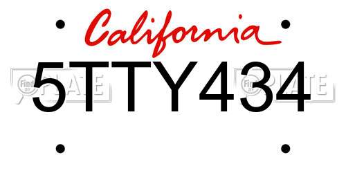 5TTY434 California License Plate