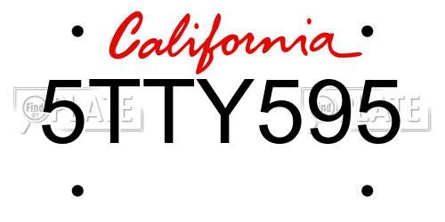 5TTY595 California License Plate