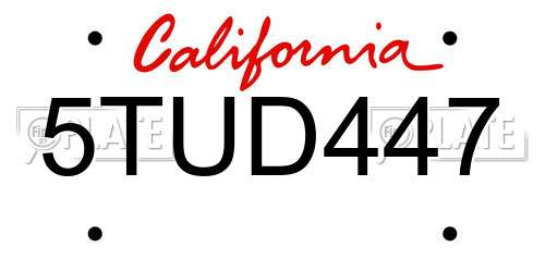 5TUD447 California License Plate