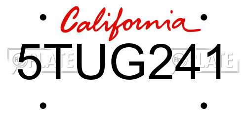 5TUG241 California License Plate