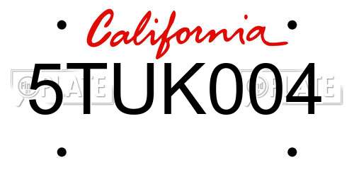 5TUK004 California License Plate