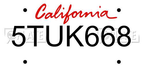 5TUK668 California License Plate