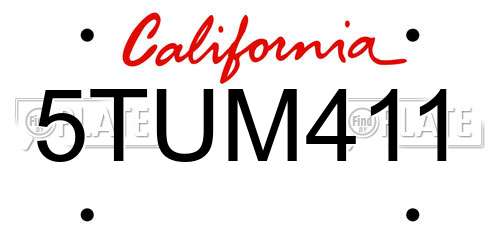 5TUM411 California License Plate