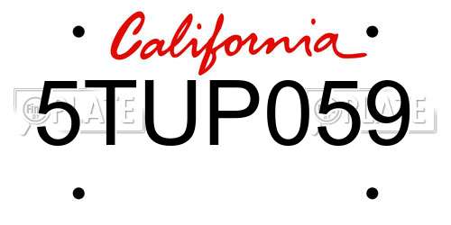 5TUP059 California License Plate