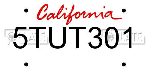 5TUT301 California License Plate