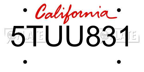 5TUU831 California License Plate