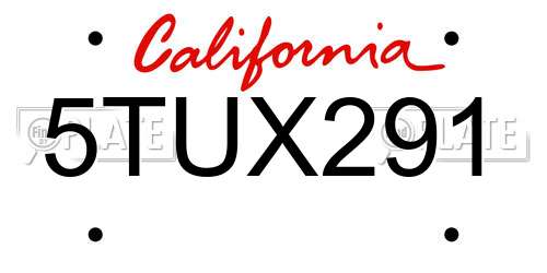 5TUX291 California License Plate
