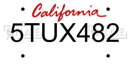 5TUX482 California License Plate