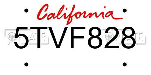 5TVF828 California License Plate