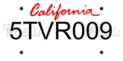 5TVR009 California License Plate