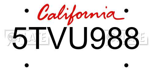 5TVU988 California License Plate