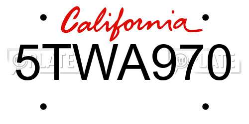 5TWA970 California License Plate