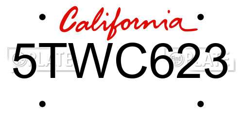 5TWC623 California License Plate