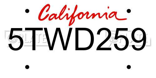 5TWD259 California License Plate