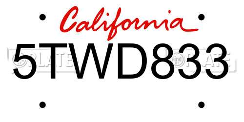 5TWD833 California License Plate