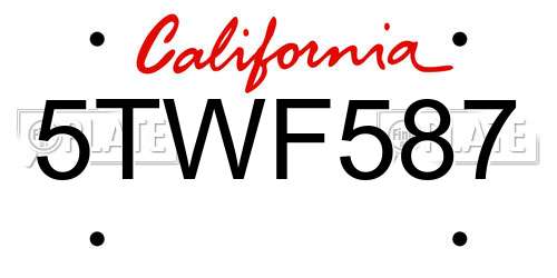 5TWF587 California License Plate