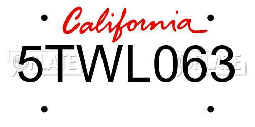 5TWL063 California License Plate