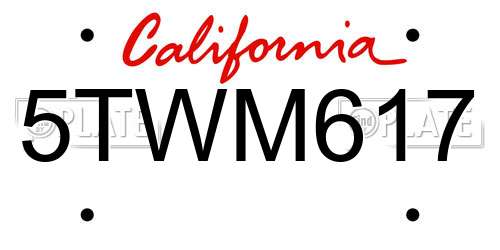 5TWM617 California License Plate