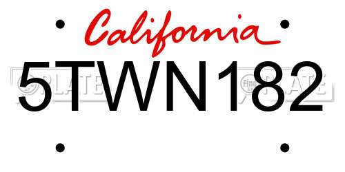 5TWN182 California License Plate