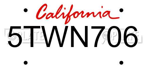 5TWN706 California License Plate