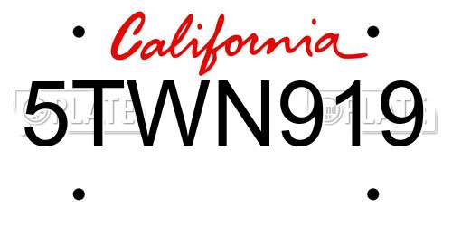 5TWN919 California License Plate