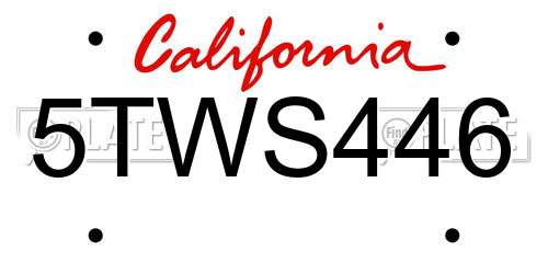 5TWS446 California License Plate