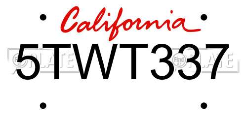 5TWT337 California License Plate