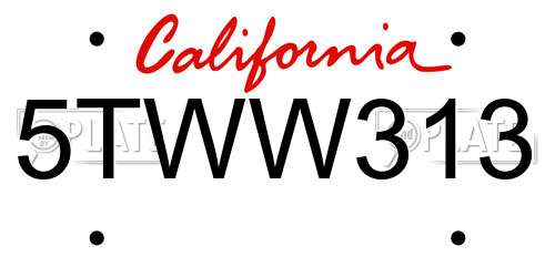 5TWW313 California License Plate