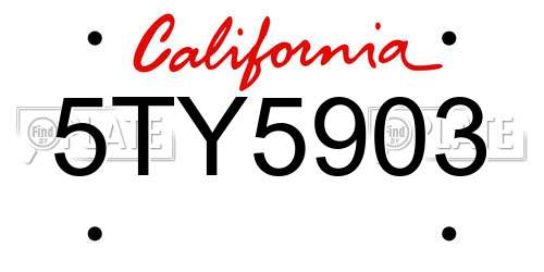 5TY5903 California License Plate