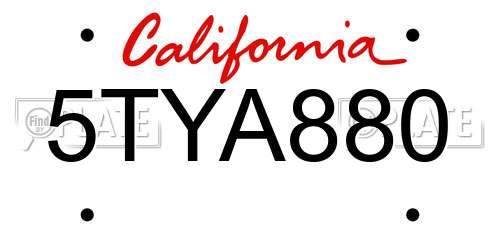 5TYA880 California License Plate